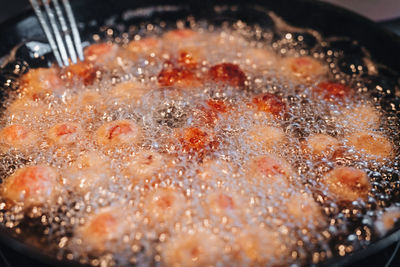 Close-up of ice cream in cooking pan