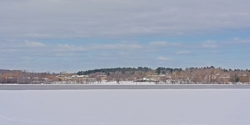 Scenic view of snow covered landscape against sky