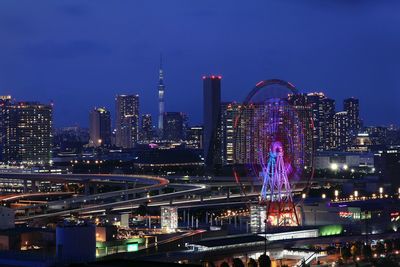 Illuminated city at night