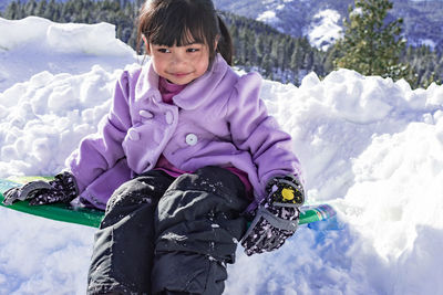 Portrait of girl in snow