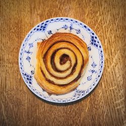 High angle view of dessert in plate on table