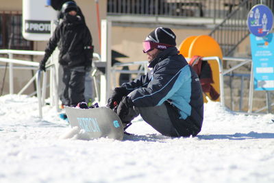 View of people in snow