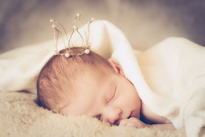 Close-up of baby lying down