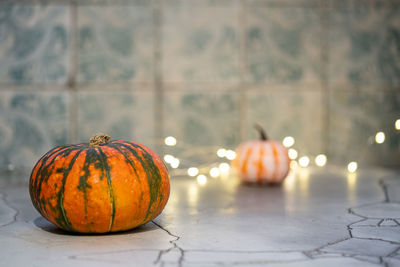 Close-up of pumpkin on table