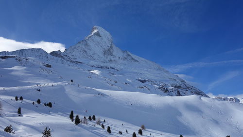 Panoramic view of people on snowcapped mountain