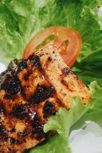 High angle view of fish in plate