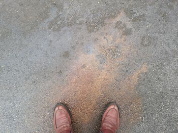 Low section of man standing on street