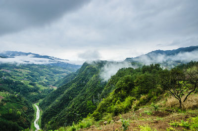 Scenic view of mountains against sky