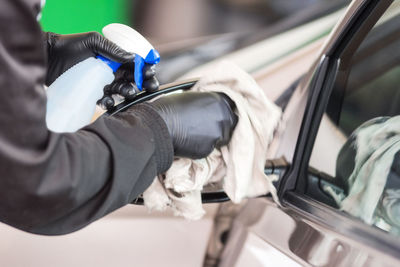 Man working in car