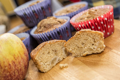 Close-up of muffins on table