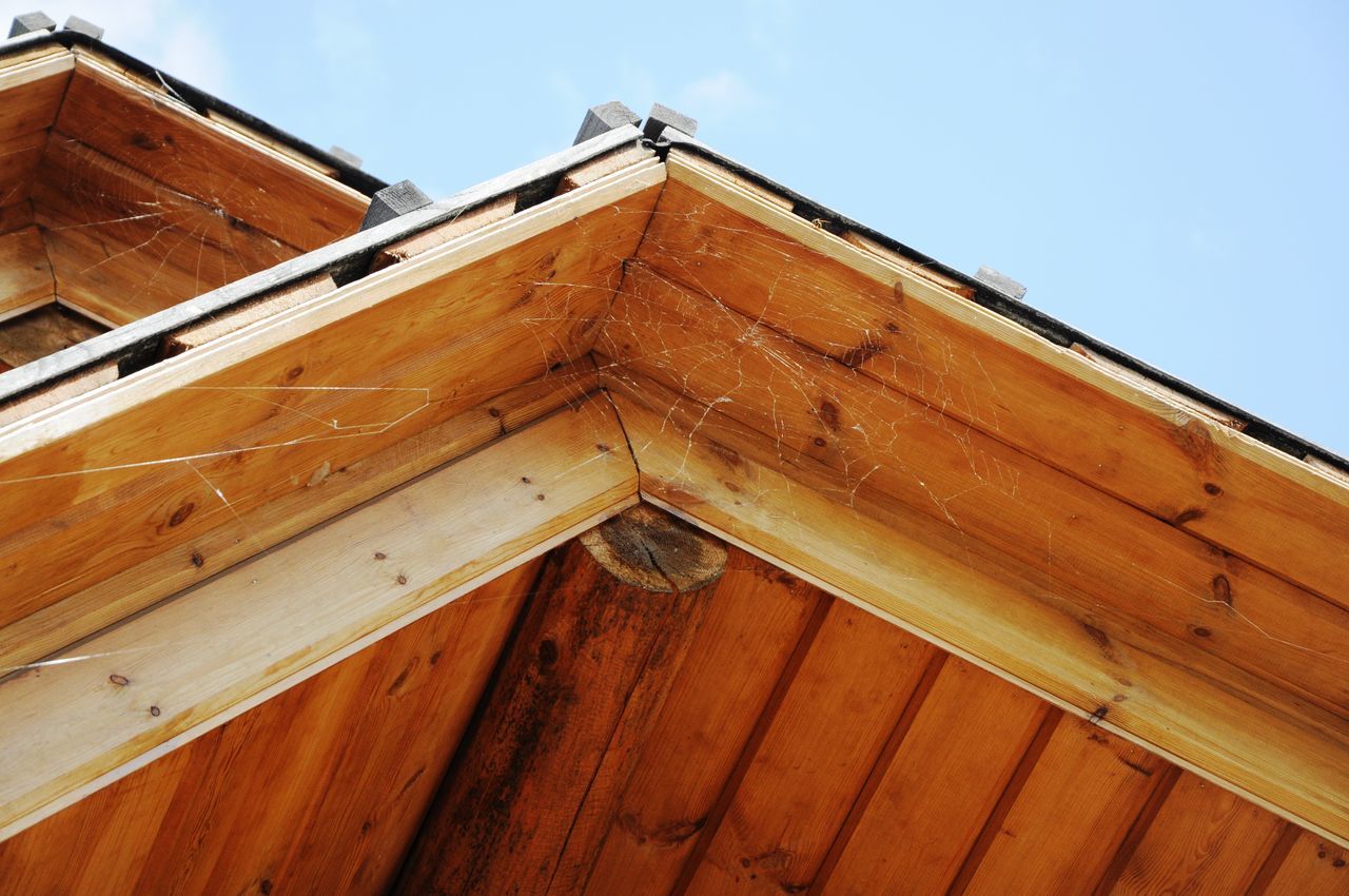 LOW ANGLE VIEW OF WOODEN HOUSE AGAINST SKY