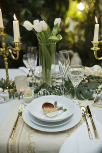 Food on a beautifully decorated easter table