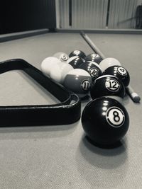 High angle view of balls on table