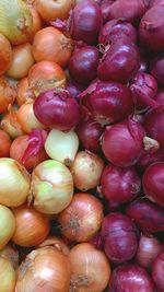 Full frame shot of onions for sale in market