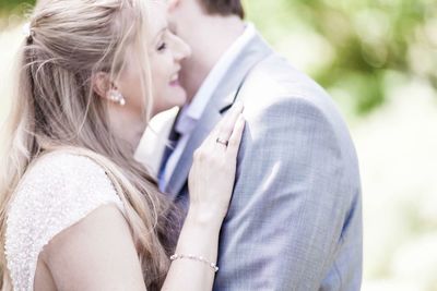 Close-up of couple hugging