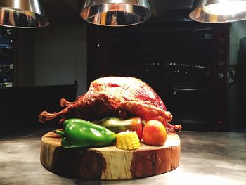 Close-up of food on table