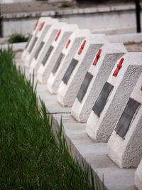 Profile angle of soviet union tombs at the memorial