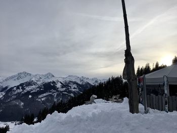 Snow covered mountain against sky