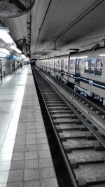 Train on railroad station platform