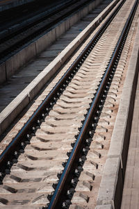 High angle view of railroad tracks