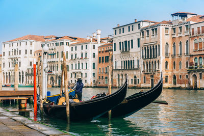 View of canal in city