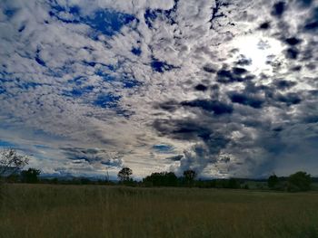 Scenic view of land against sky