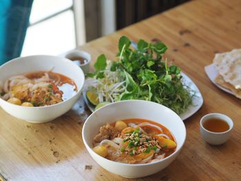 Close-up of food on table