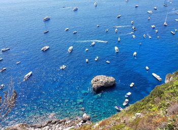 High angle view of rocks on beach