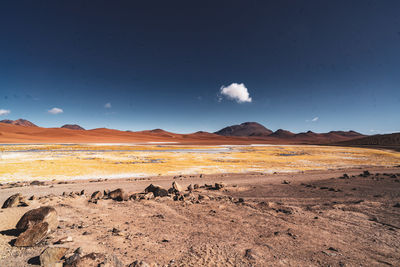 Scenic view of desert against clear sky