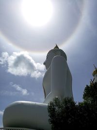 Low angle view of statue against sky