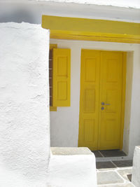White door of building