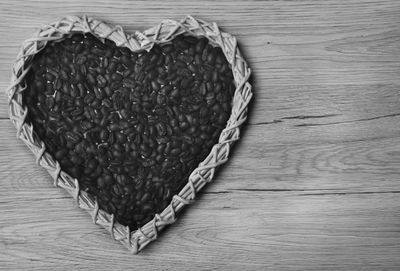 Directly above shot of heart shape on table