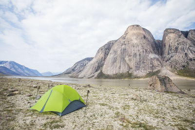 June valley campsite in akshayak pass, canada.