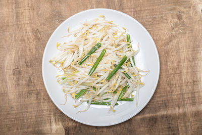 Directly above shot of food in plate on table
