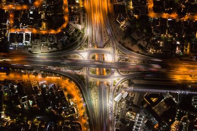 Aerial view of freeway in city