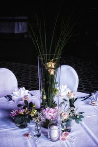 Close-up of flower vase on table