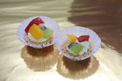 Close-up of cupcakes on table