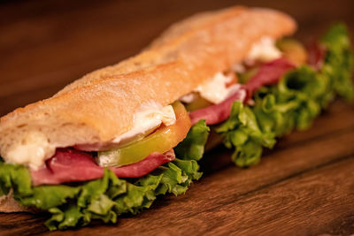 Close-up of meal served on table