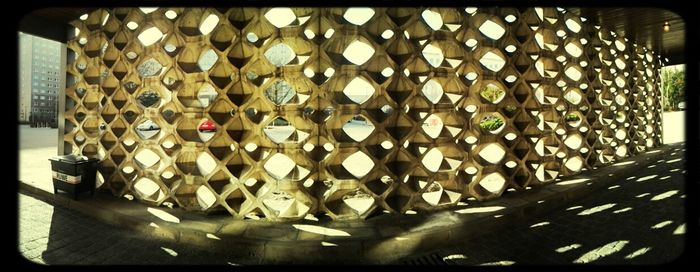 Low angle view of illuminated ceiling