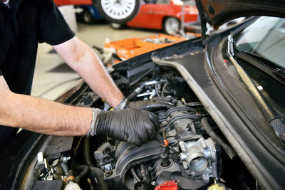 Man working on car