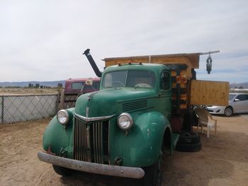 Vintage car against sky