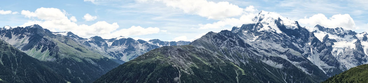 Panoramic view of majestic mountains against sky