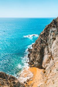 Scenic view of sea against clear sky