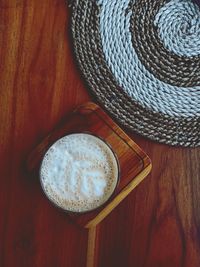 High angle view of coffee on table