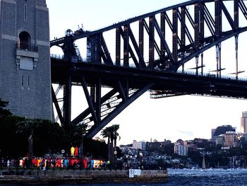 Suspension bridge over river