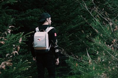 Man walking in forest