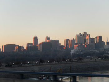 City skyline against clear sky