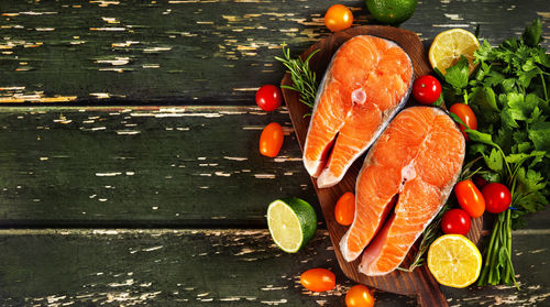 Directly above shot of fruits on table