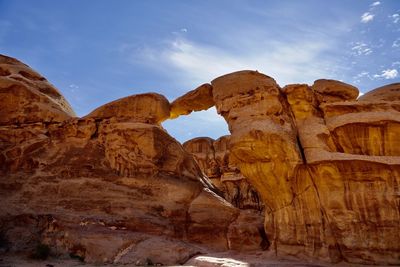 Low angle view of rock formations