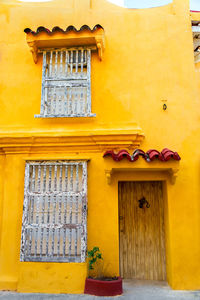 Closed door of house